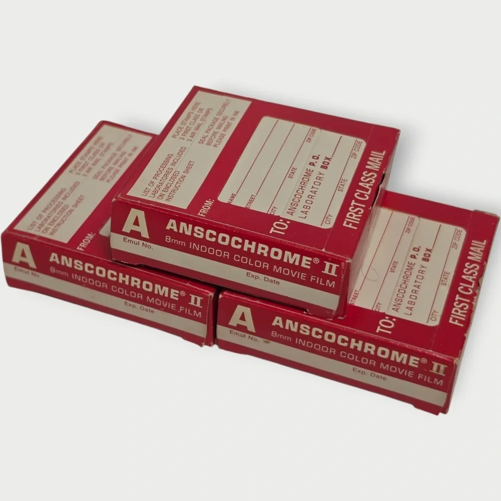 NEW Anscochrome II 8mm Indoor Color Movie Film ASA 40 17 DIN - LOT OF 3 SEALED